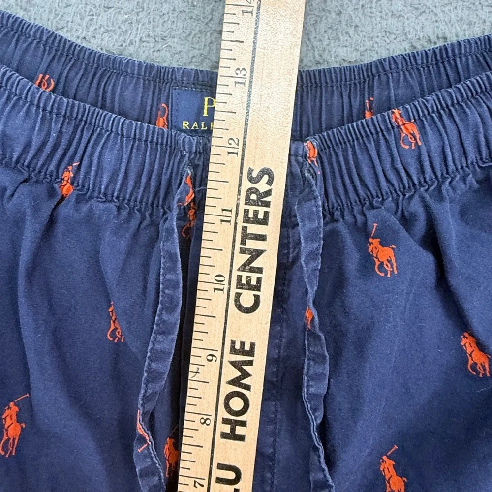 Polo‎ Ralph Lauren Pajama Shorts Mens M Navy Blue Orange Pony Logo Loungewear